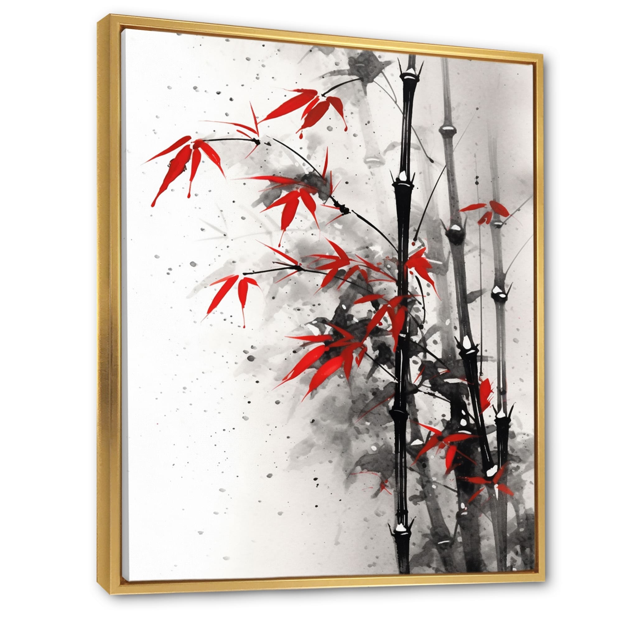 Designart "Japan Red And Grey Bamboo I" Bamboo Framed Wall Art Prints